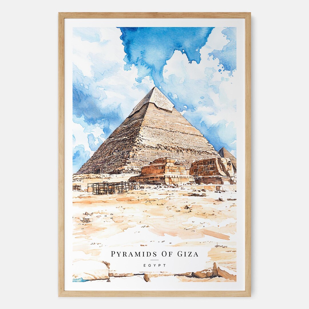 Pyramids of Giza Watercolor Art Print, World Wonder Wall Art, Egypt ...