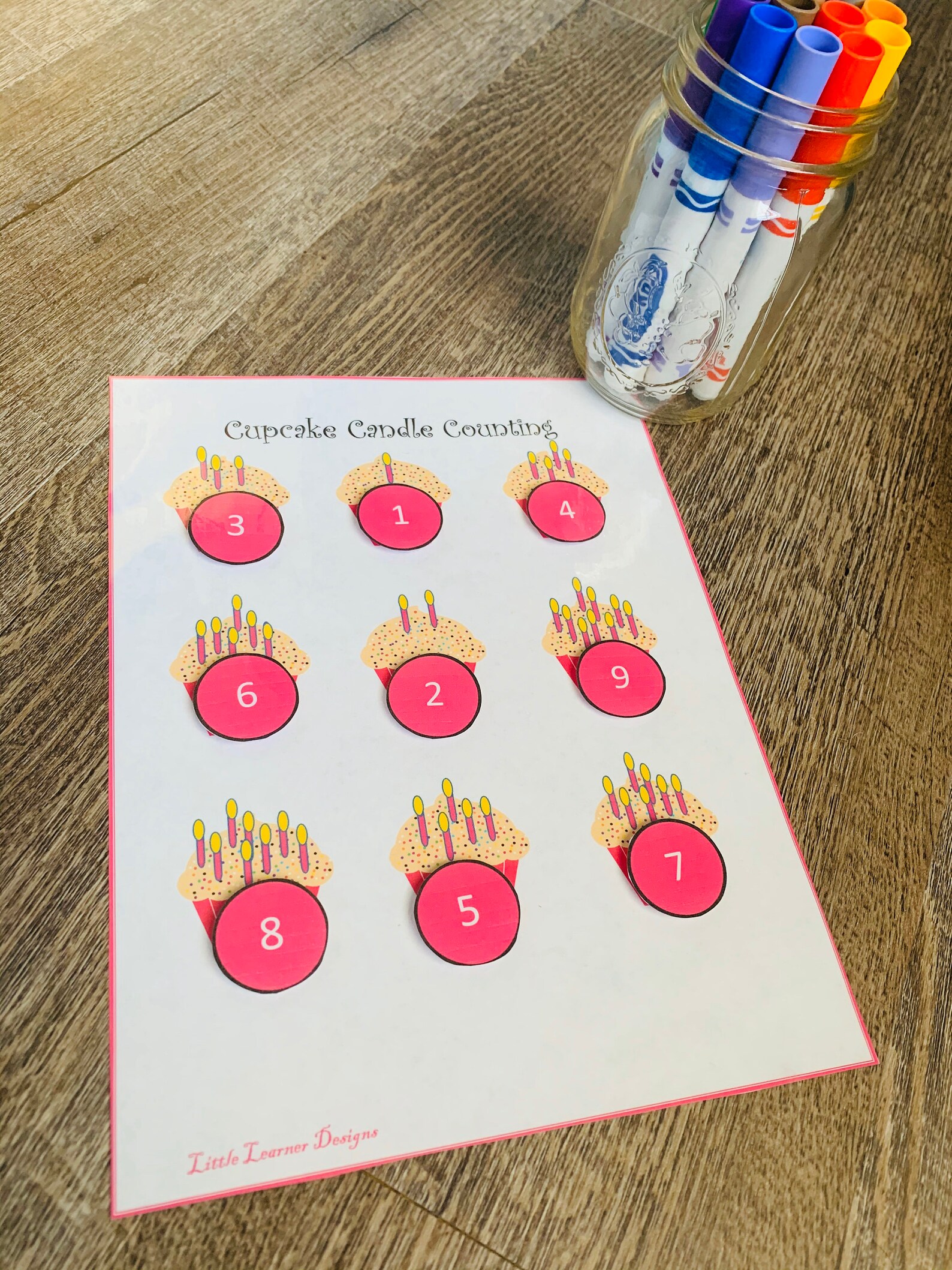 Cupcake Candle Counting Game Preschool Curriculum Homeschool Etsy