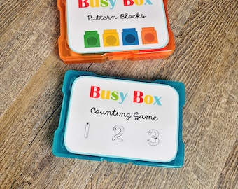 Counting & Pattern Blocks Busy Box | Preschool Math Activity | Toddler Learning Toy | Kindergarten Homeschool Game | Kids Travel Learning