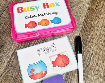 Color Matching Busy Box – Preschool Color Recognition Game, Toddler Learning Activity, Montessori Learning Toy