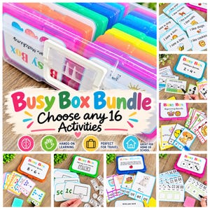 Busy Box Bundle: 16 Montessori Learning Games for Preschool, Kindergarten Homeschool