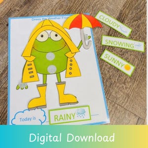 Dress the Weather Frog Printable | Preschool & Pre-K Weather Activity | Circle Time Learning Game | Digital Download