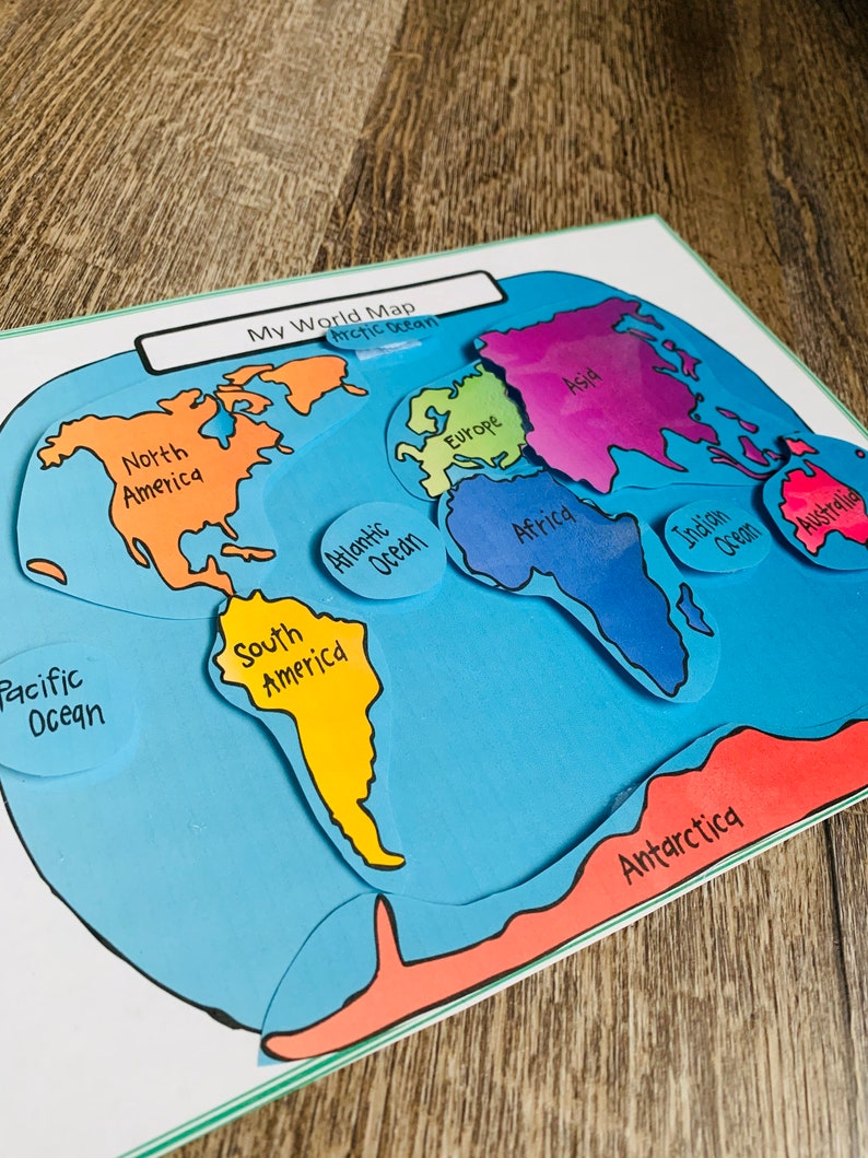 My World Map Learning Continents Preschool and Kindergarten | Etsy