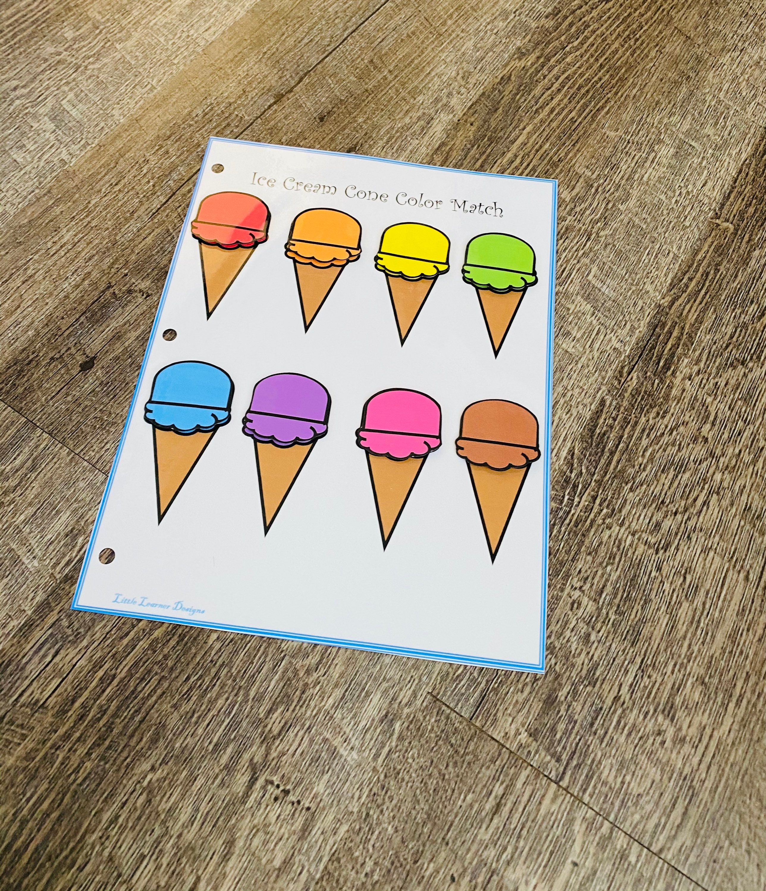 Ice Cream Cone Color Match  Preschool colors, Preschool activities, Color  activities