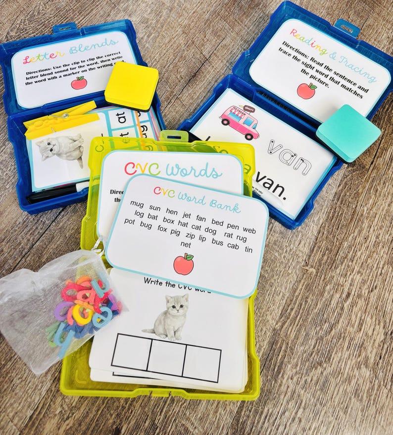 CVC Words Busy Box | Phonics Activities, Montessori Literacy Toy ...