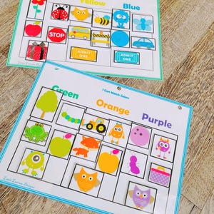 Color Matching Busy Binder Pages, Toddler & Preschool Learning Activity, Educational Game  to Learn Colors