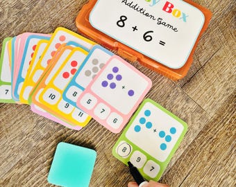 Montessori Math Busy Box – Preschool Addition Game, Kindergarten Counting Activity, Homeschool Learning Toy