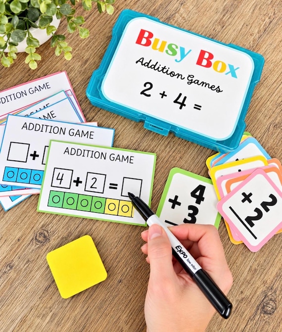 Addition Busy Box – Kindergarten & 1st Grade Math Game, Montessori Counting Activity, Homeschool Learning Toy