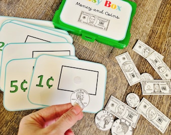 Money Learning Busy Box – Coin Matching Game, Kindergarten & 1st Grade Money Activity, Homeschool Math Toy