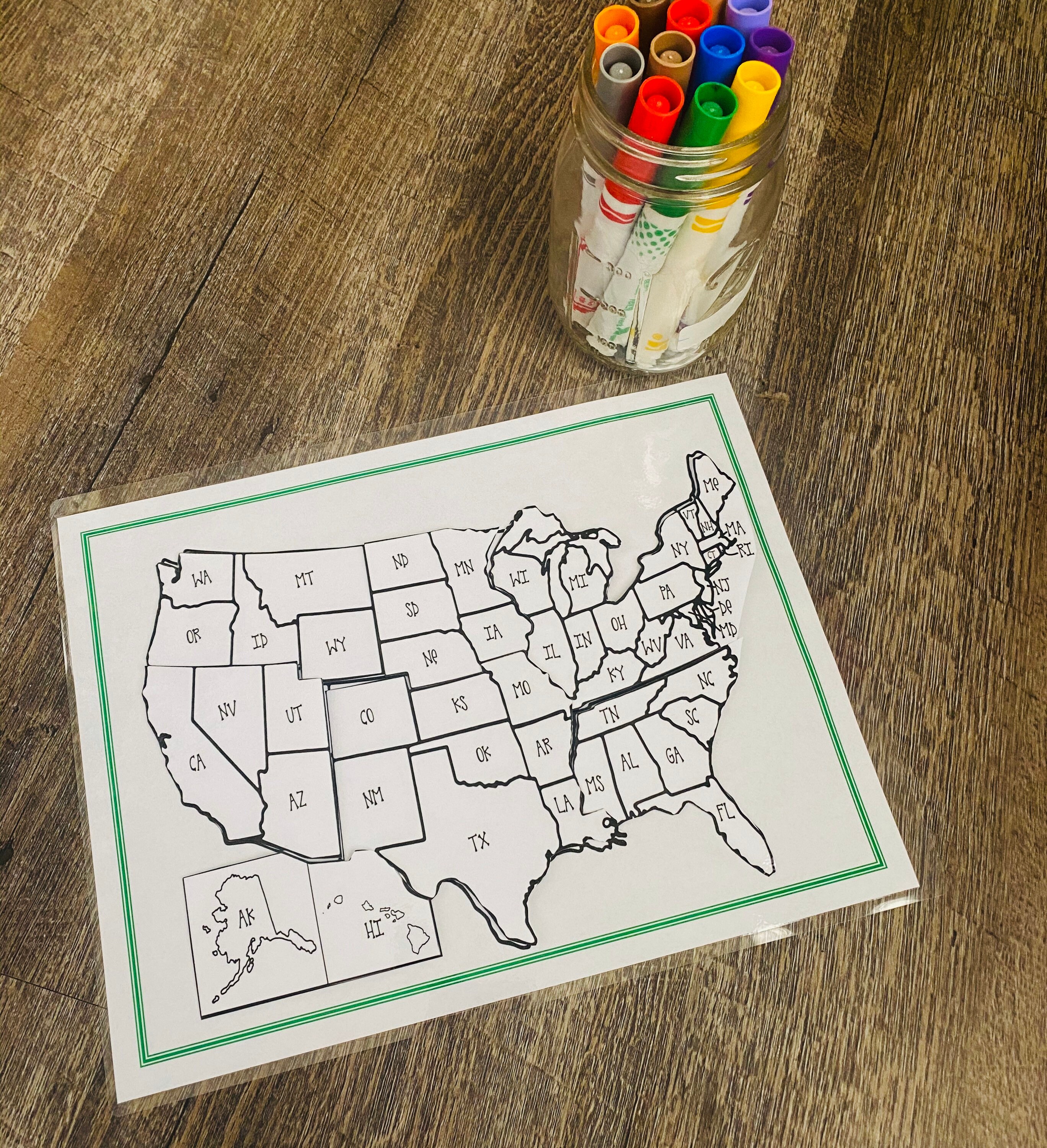 United States Map Puzzle Game -homeschool Geography, US Map