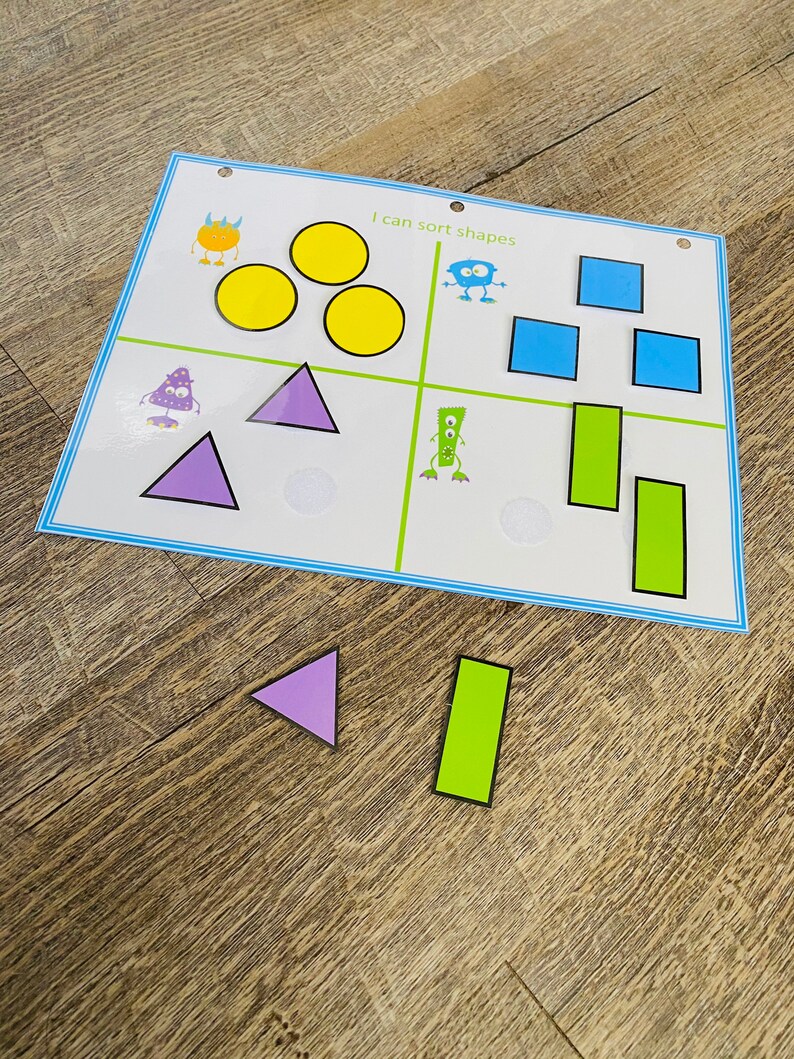 Sorting shapes shape sorting game Preschool curriculum Etsy
