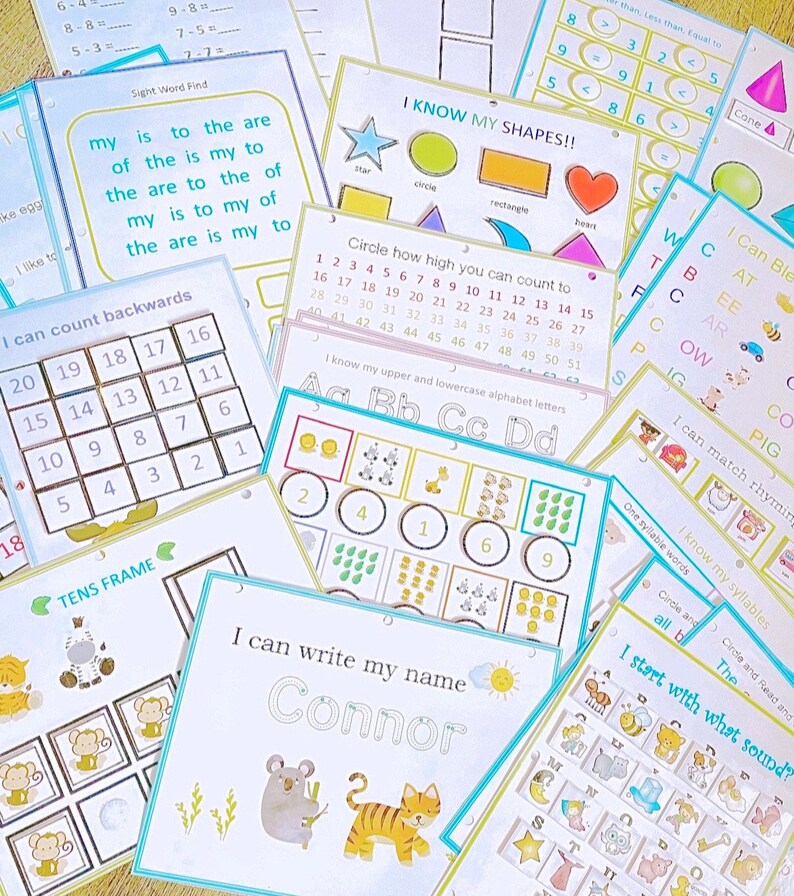 Kindergarten Printable Activity Binder, Learning Binder for Ages 46