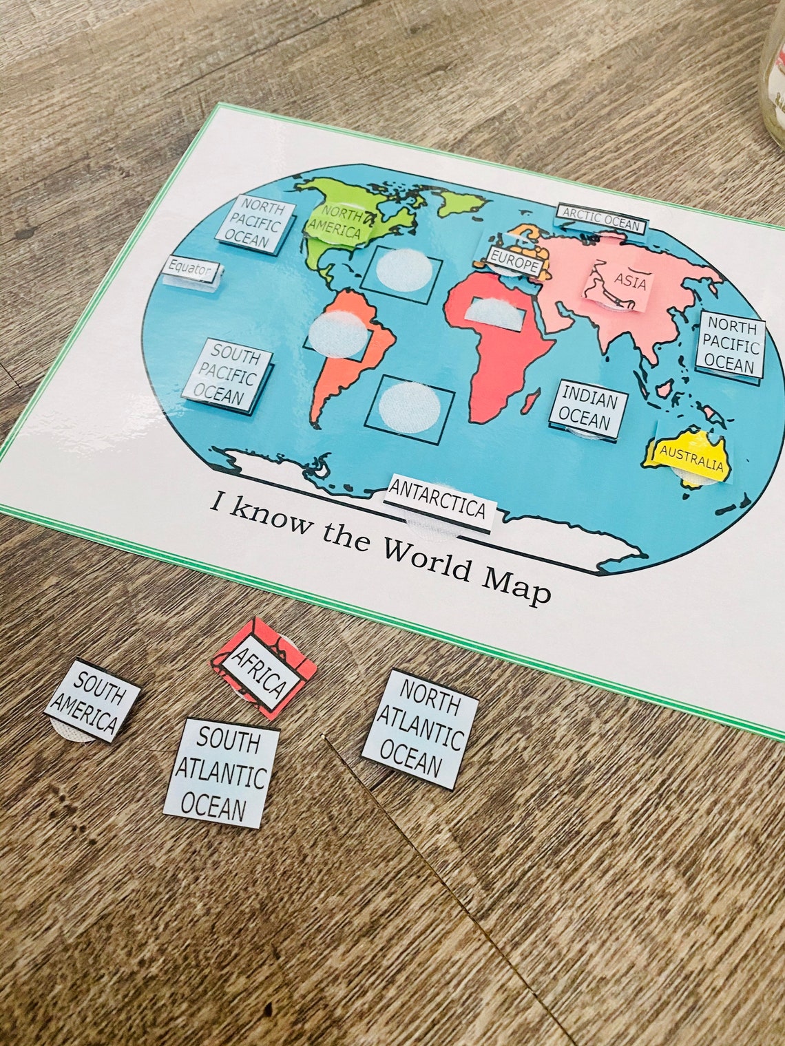 Learning about the world World map learning game matching | Etsy