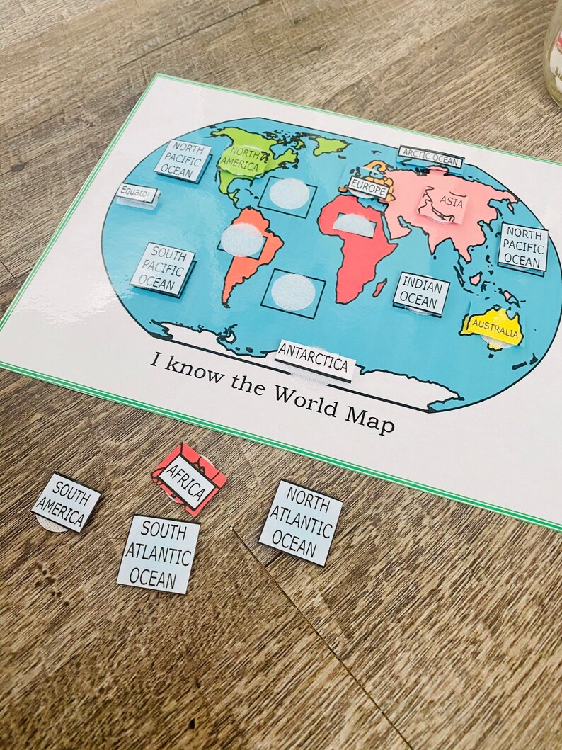 Learning about the world World map learning game matching Etsy