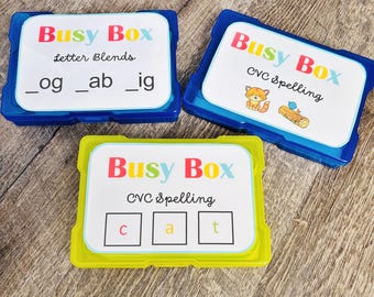 CVC Words Busy Box | Letter Blends and Phonics Activities | Preschool Reading & Spelling Kit | Montessori Literacy Toy | Kindergarten