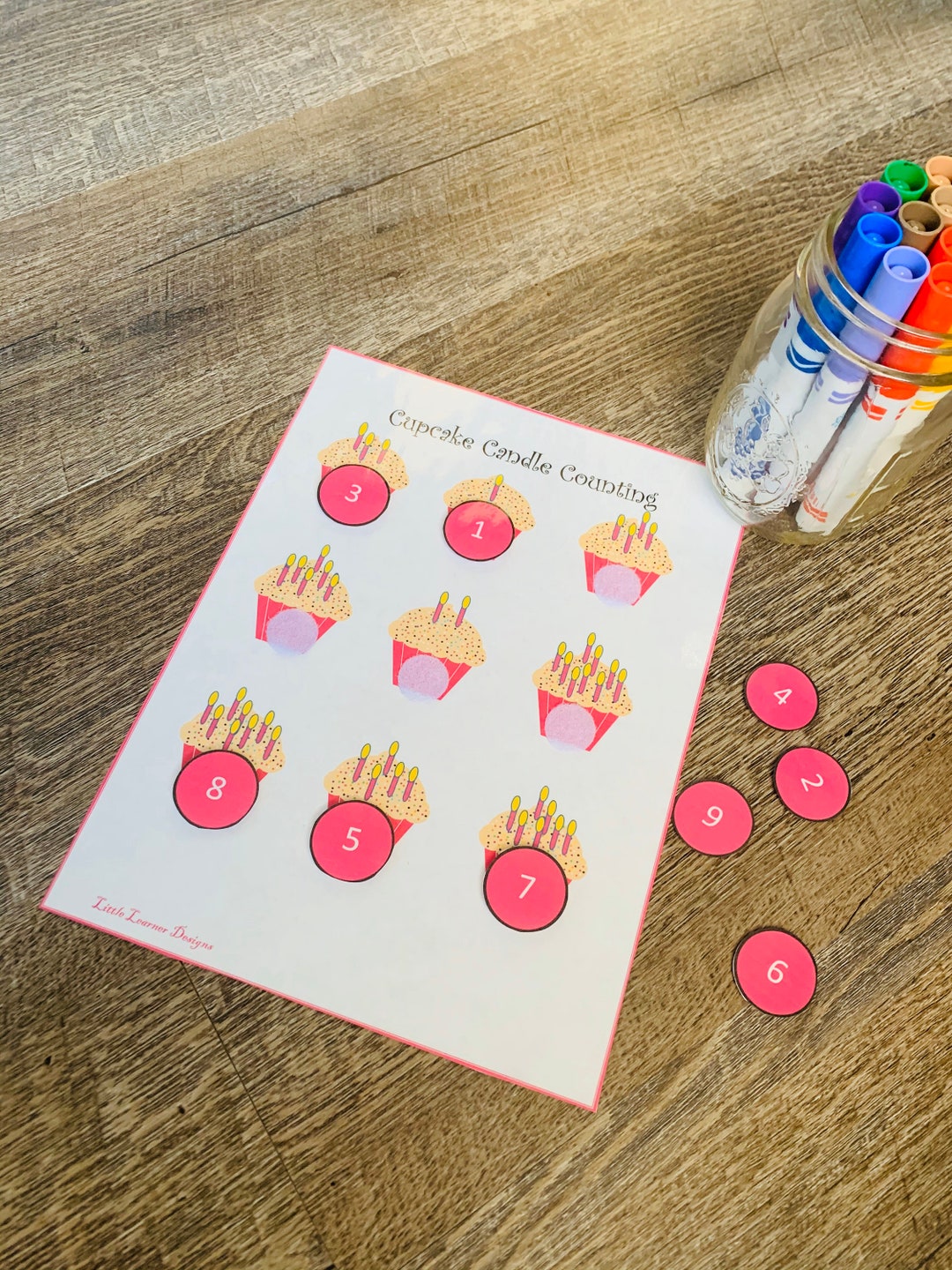 Cupcake Candle Counting Game Preschool Counting Game Etsy
