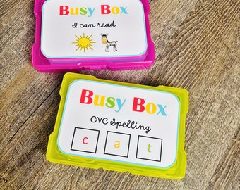 Phonics Reading Busy Box Set | CVC Words Spelling Game | Kindergarten Literacy Center Activity | Montessori Early Reading for Preschool