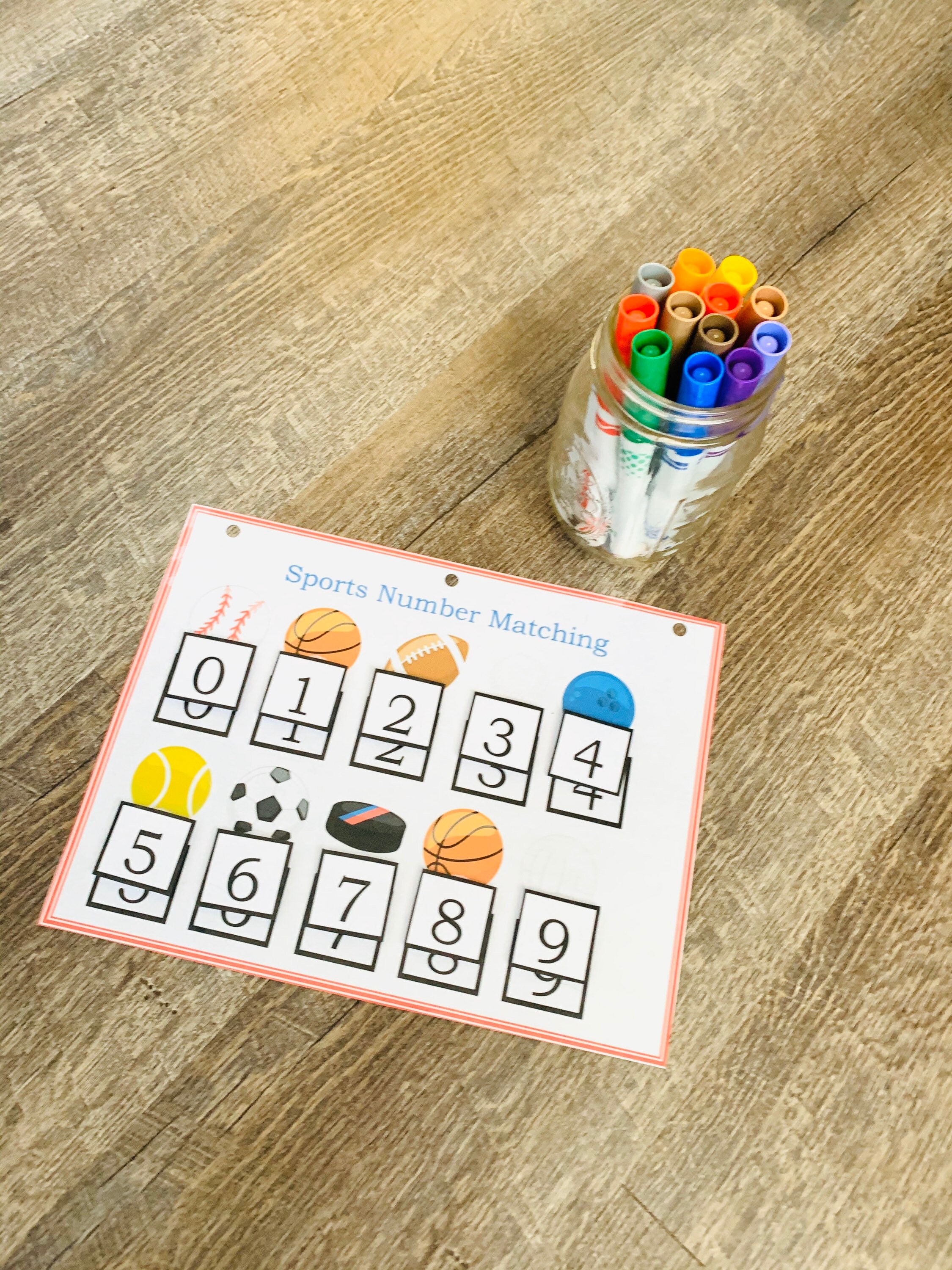 Sports number matching game Learning numbers Counting game | Etsy