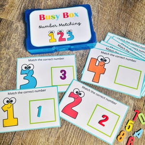 Montessori Number Matching Busy Box | Toddler Learning Activity, Preschool Math Game