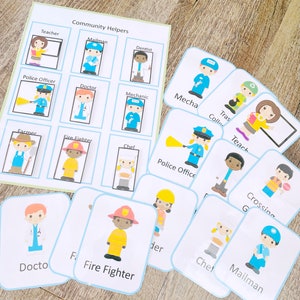 Community Helpers Flashcards for Kids,  Preschool & Toddler Learning Cards, Occupation Matching Game, Homeschool Activity