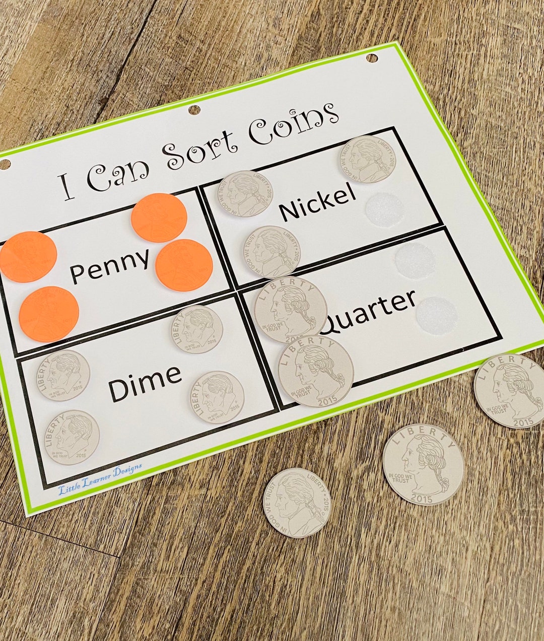 Coin Sorting Game Money Sorting Game Homeschool Math Etsy