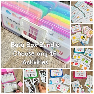 Busy Box Bundle: 16 Montessori Learning Games for Preschool, Kindergarten Homeschool