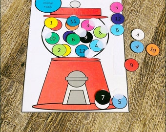 Gumball number matching game