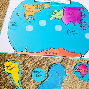 Continents & Oceans Game, World Geography, Map Activity, Homeschool, Earth Study, Map Reading, Social Studies, World Map Matching Game