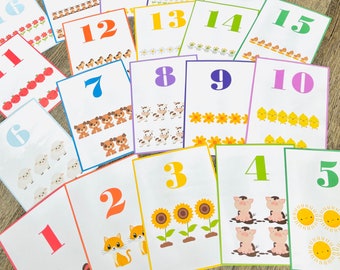 Large Number Flashcards, Preschool Kindergarten Number Learning Cards