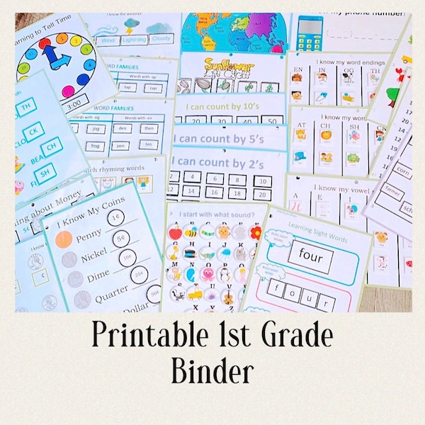 Large Printable 1st Grade Learning Binder PDF