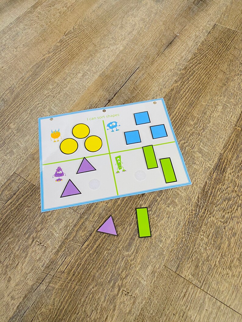 Sorting shapes shape sorting game Preschool curriculum Etsy