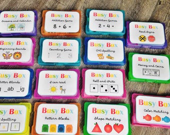 Mega Busy Box Bundle | 16 Montessori Learning Activities | Homeschool Games for Toddlers, Kindergarten Educational Busy Boxes