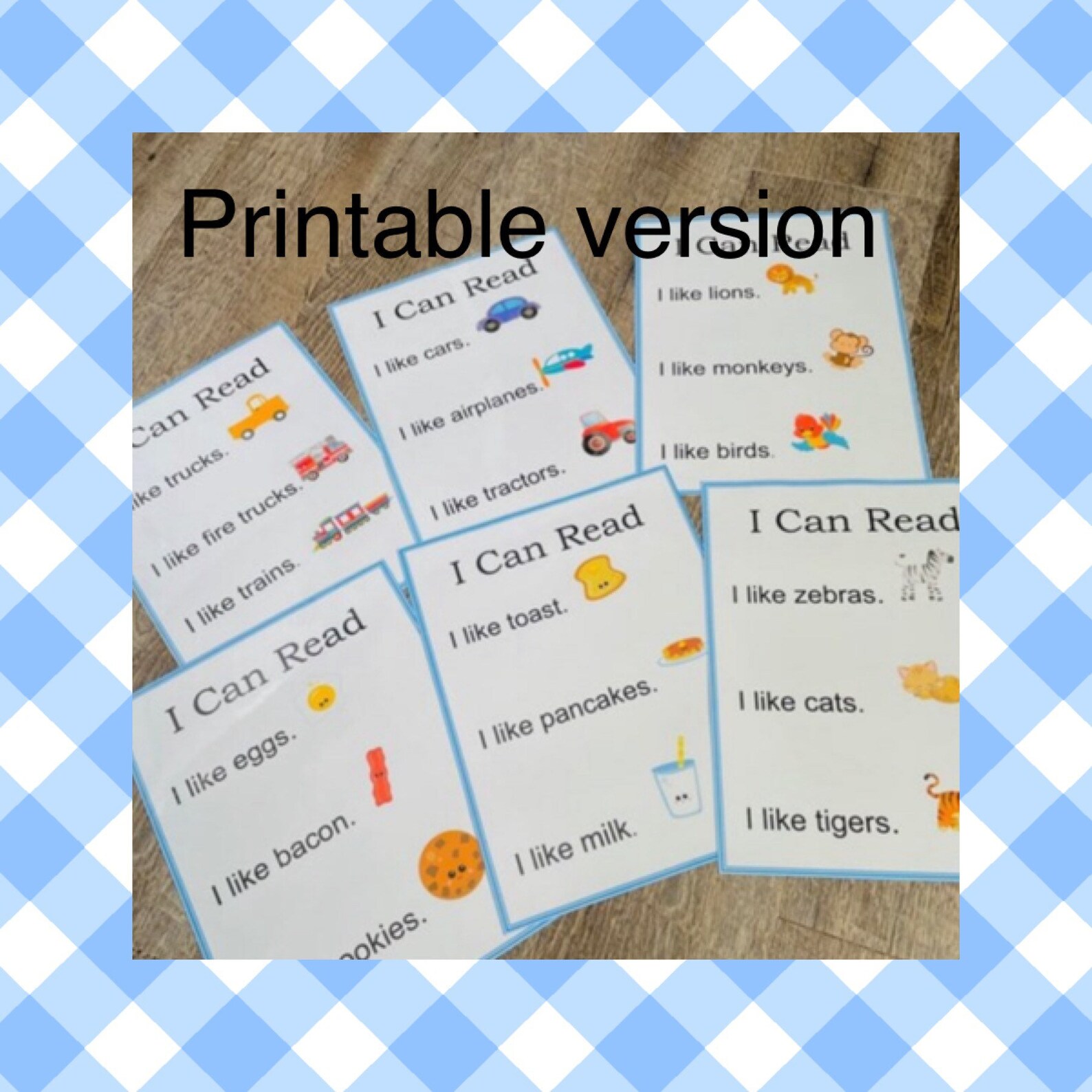 Kindergarten Reading Game Printable Reading Games I Can Read Etsy