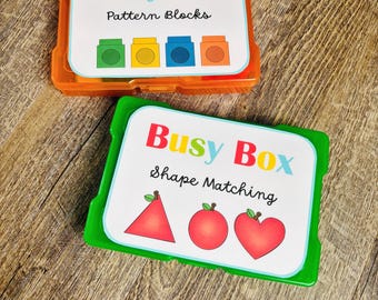 Shape Matching & Pattern Blocks Busy Box | Preschool Learning Activity | Toddler Educational Toy | Homeschool Travel Game | Kindergarten Sha