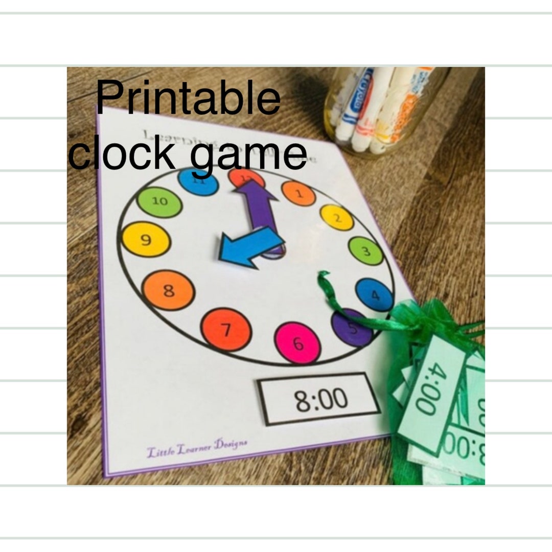 Telling Time Educational Game Printable Activities Learning Etsy