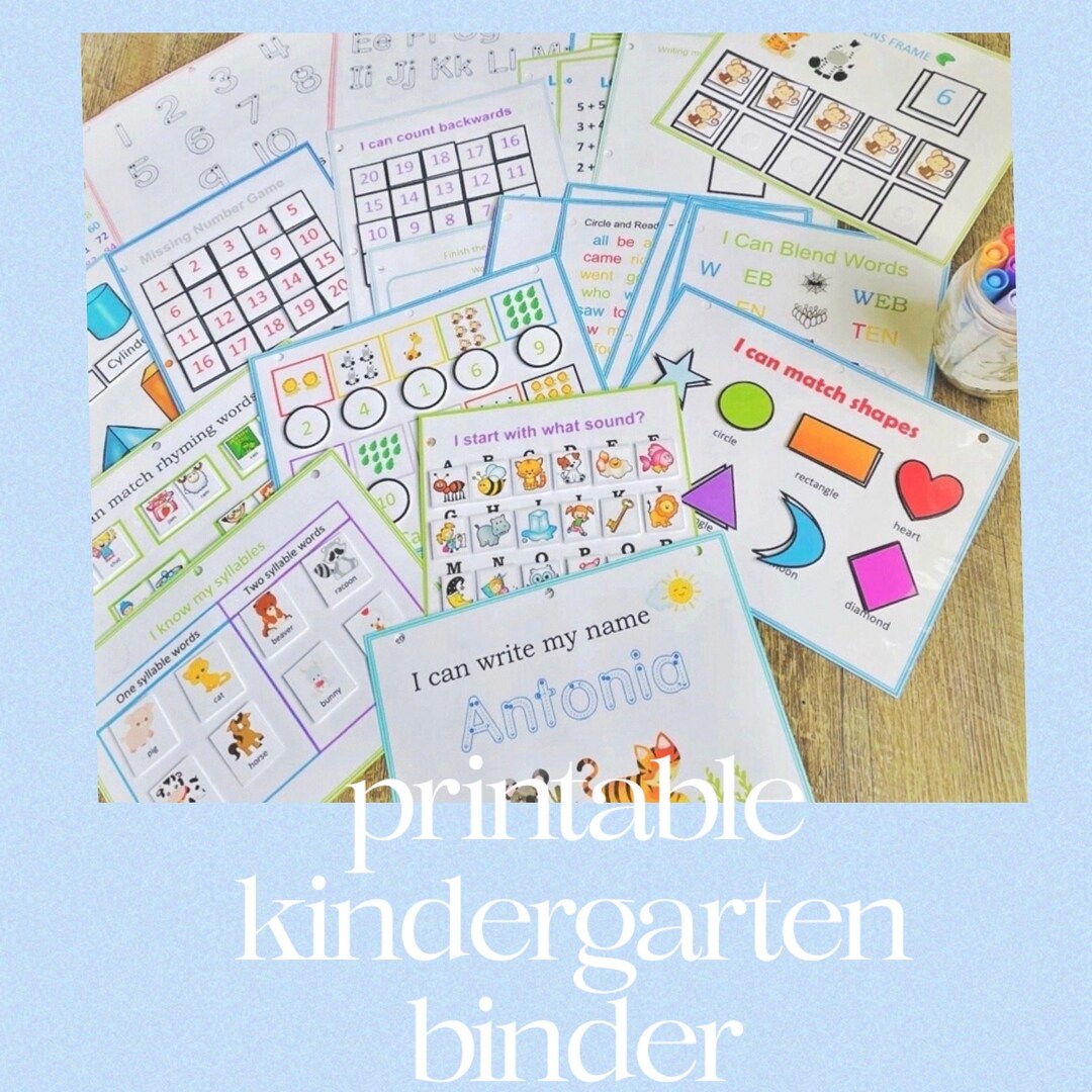 Kindergarten Printable Activity Binder, Learning Binder for Ages 46