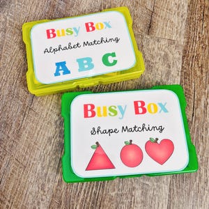 Preschool Busy Box Bundle | Montessori Toddler Learning Activity for Travel, Alphabet & Shape Matching, Quiet Time Homeschool Toy