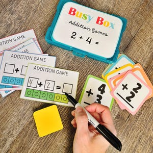 Addition Busy Box – Kindergarten & 1st Grade Math Game, Montessori Counting Activity, Homeschool Learning Toy