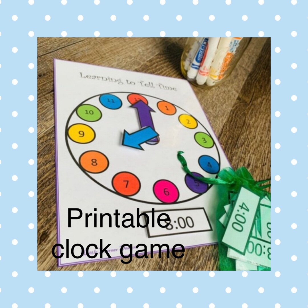 Telling Time Educational Game Printable Activities Etsy