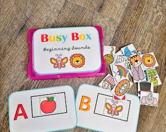 Beginning Sounds Busy Box – Preschool Phonics Game, Montessori Reading Activity, Kindergarten Letter Sound Toy