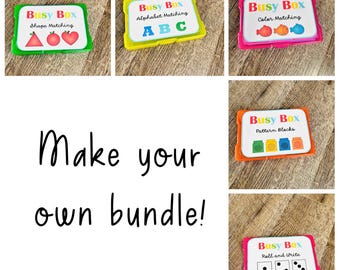 Choose 3 Busy Box Learning Games | Preschool Montessori Activity | Homeschool Learning Games | Kindergarten Educational Busy Boxes