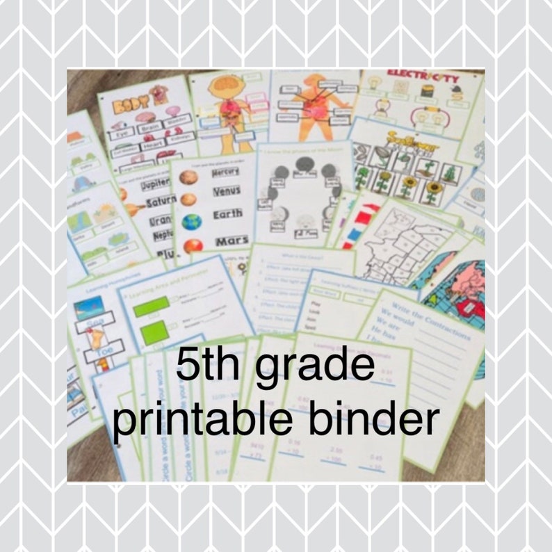 5th Grade Printable Learning Binder Science And Math Binder ELA And 5th Grade Printable Learning Binder Science And Math Binder ELA And