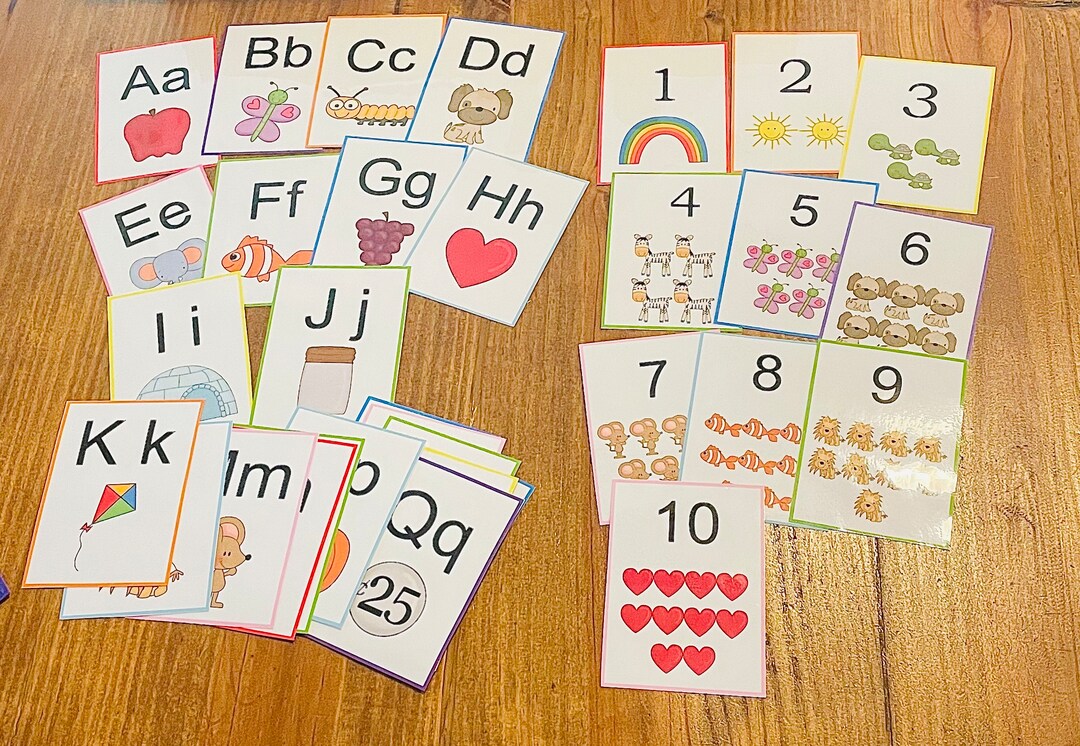Alphabet and Number Flashcards ABC Flashcards Homeschool Etsy
