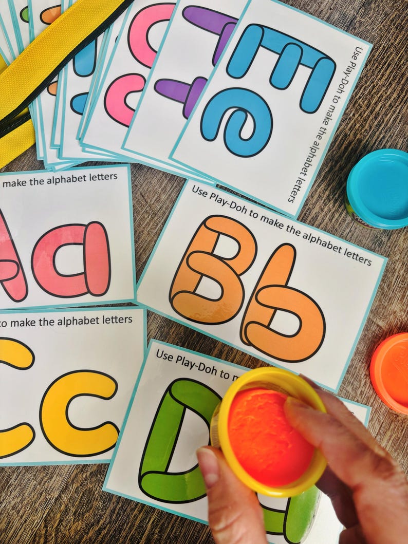 Play Dough Alphabet Mats | ABC Learning Cards for Toddlers, Fine Motor ...