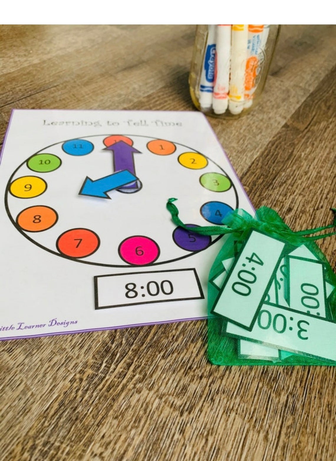 Telling Time Educational Game Printable Activities Montessori Etsy