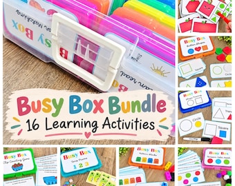 Montessori Busy Box Bundle, 16 Learning Games for Ages 4-6, Homeschool Preschool Activities