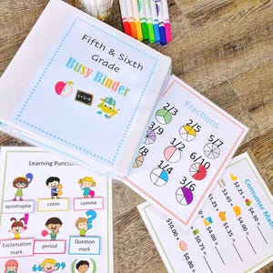 Sixth Grade Learning Binder: Homeschool Math, Science, and Grammar