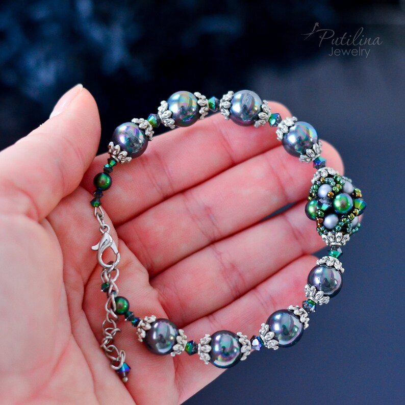 Beadwork Bracelet With Grey Pearls Mallorca for Women. Etsy