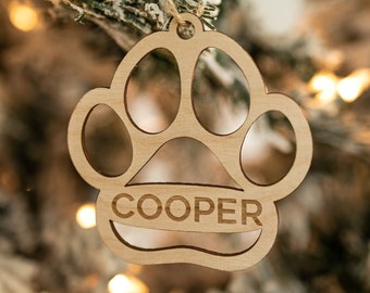 Personalized Paw Ornament, Custom Dog Ornament, Gift for Dog Lover, Dog Christmas Gift, Dog Loss Gift, Gift Tags, Dog Bauble, Dog Bone