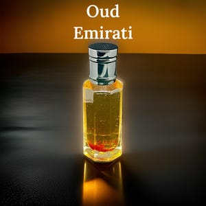 Oud Emirati Attar Fragrance Oil with Sandalwood, White Musk, Saffron, Lilac Flower, and Magnolia